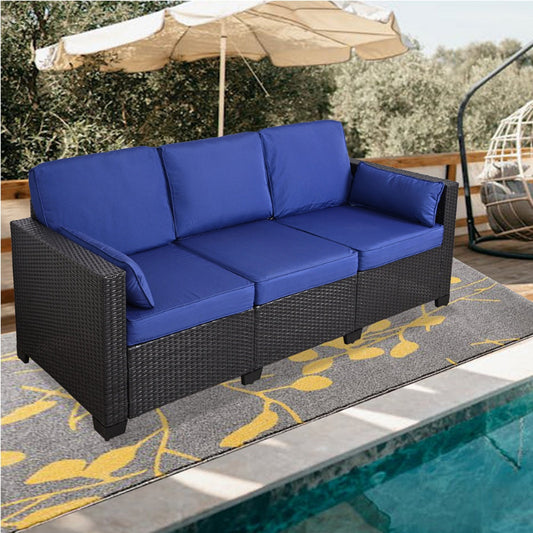 3-Seat Patio Wicker Sofa