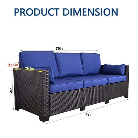 3-Seat Patio Wicker Sofa